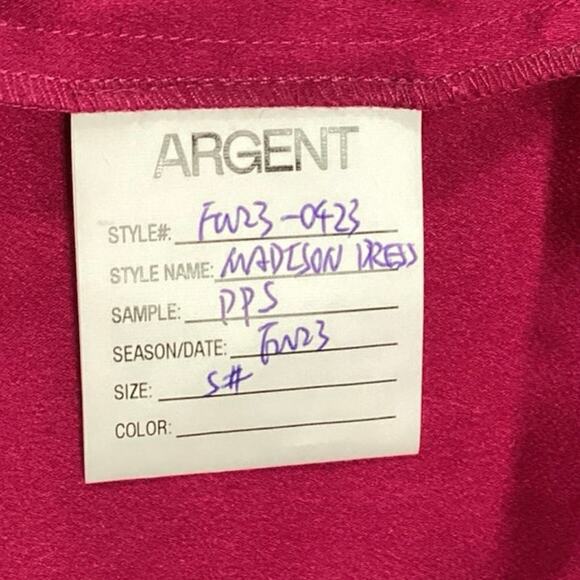 NEW Argent Madison Pink Silk Bow Tie Neck Long Sleeve Maxi Midi A-Line Dress S - Picture 6 of 6
